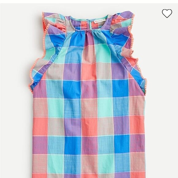 Crewcuts ruffle dress is summer plaid NWT 10 - Picture 1 of 3